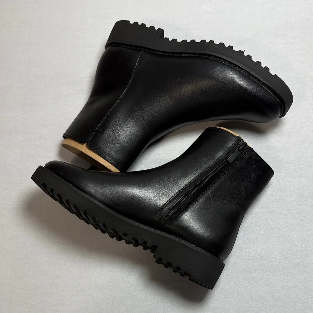 Franco Sarto Black Cassie Leather Ankle Booties New Without Box Size 5